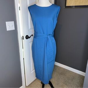 Boden Teal Sleeveless Midi Dress With Sash Size 8